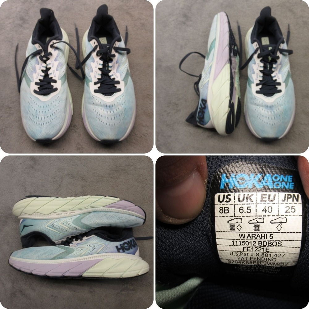 Hoka Women Shoes 8 B Light Blue Arahi 5 Lightweight Lace-Up Running Shoes
